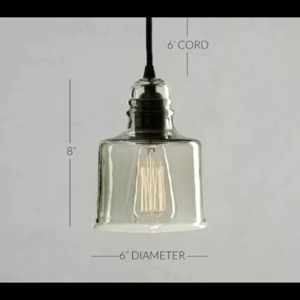 NEW Pottery Barn Paxton Hand Blown Glass Pendant, Short Shade (8" High) - Picture 2 of 4